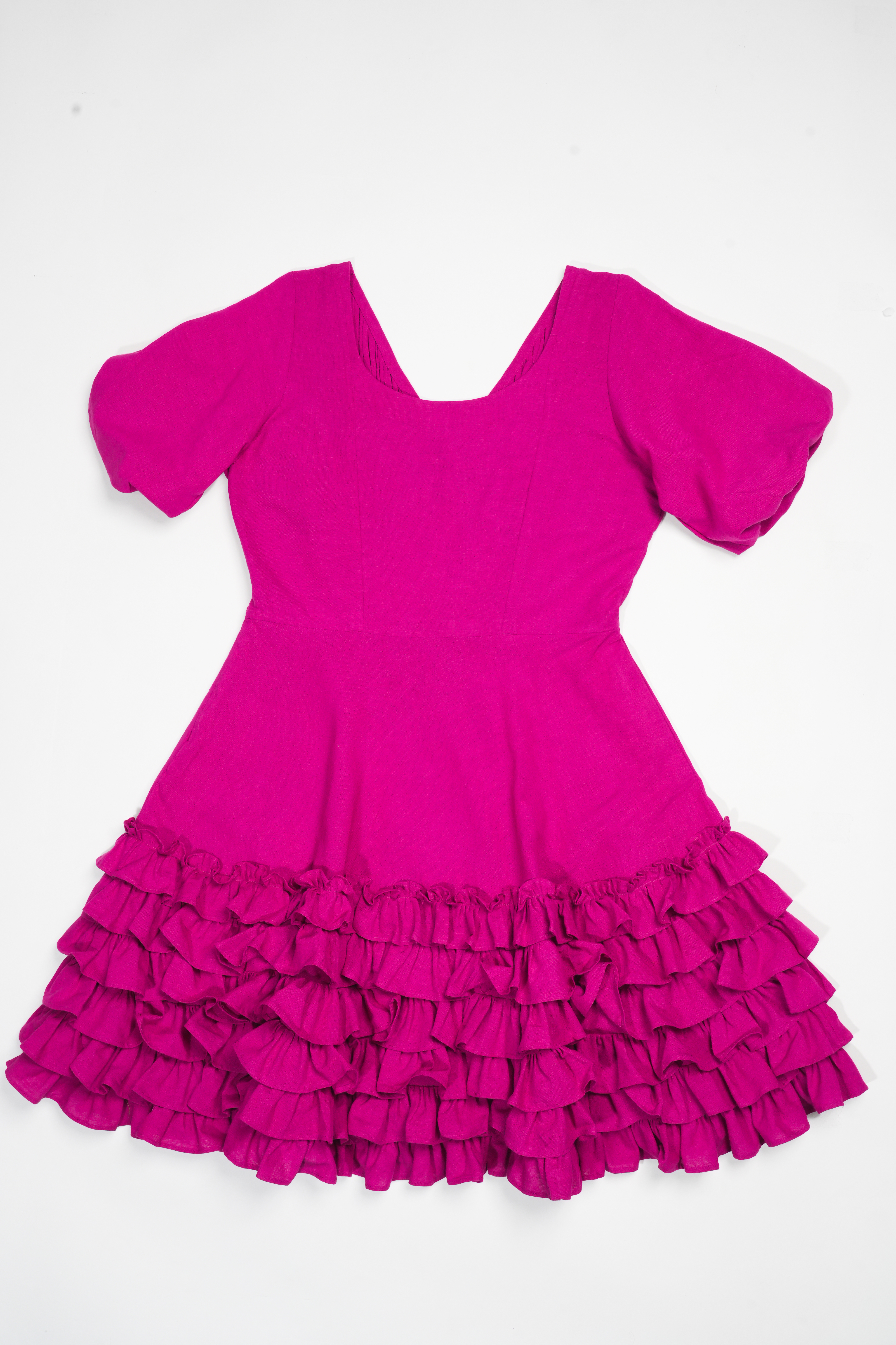 Pink Ruffled Flared Dress - cloth image 2