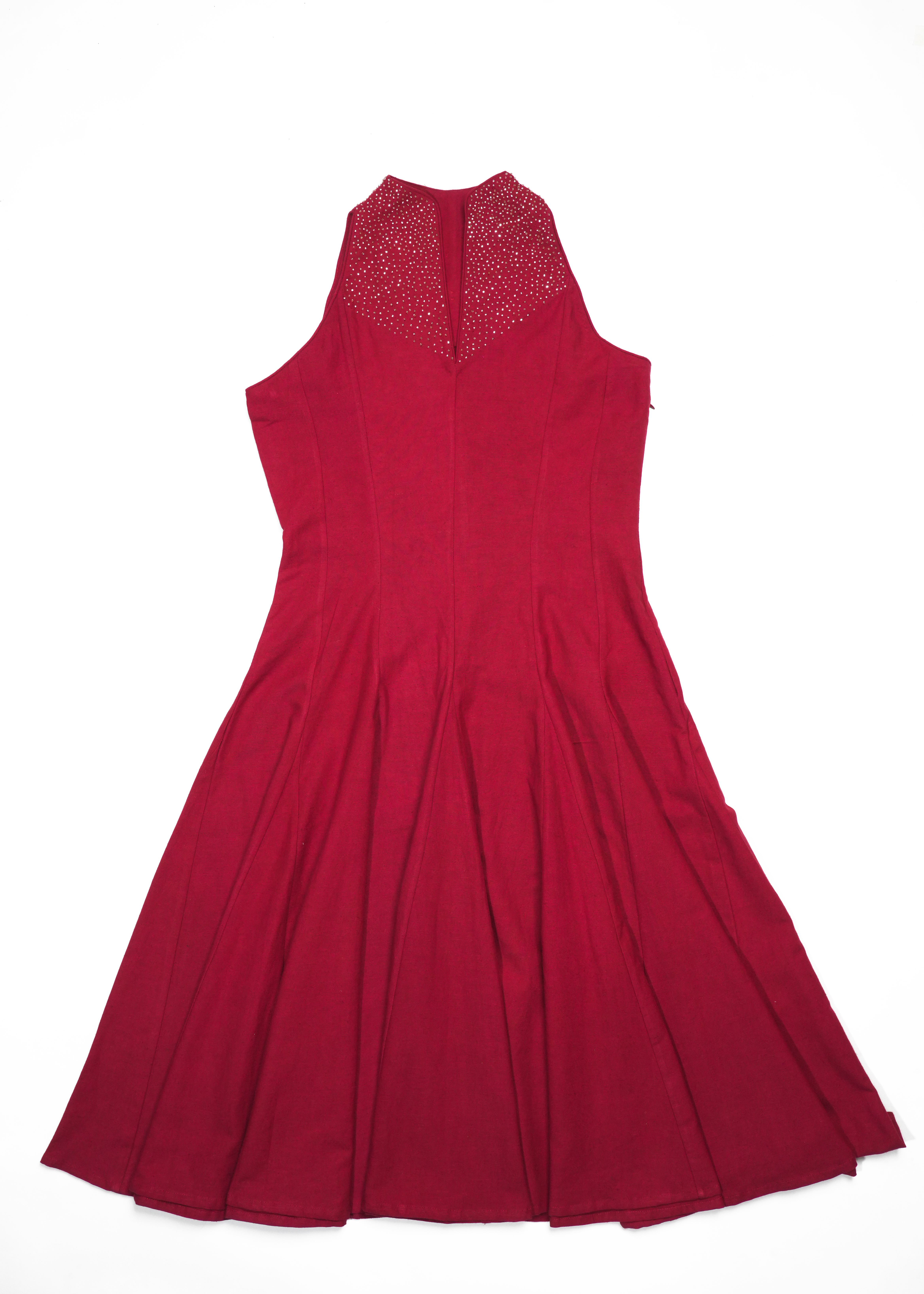Maroon Beads Embroiderd Pannel Dress - cloth image 1