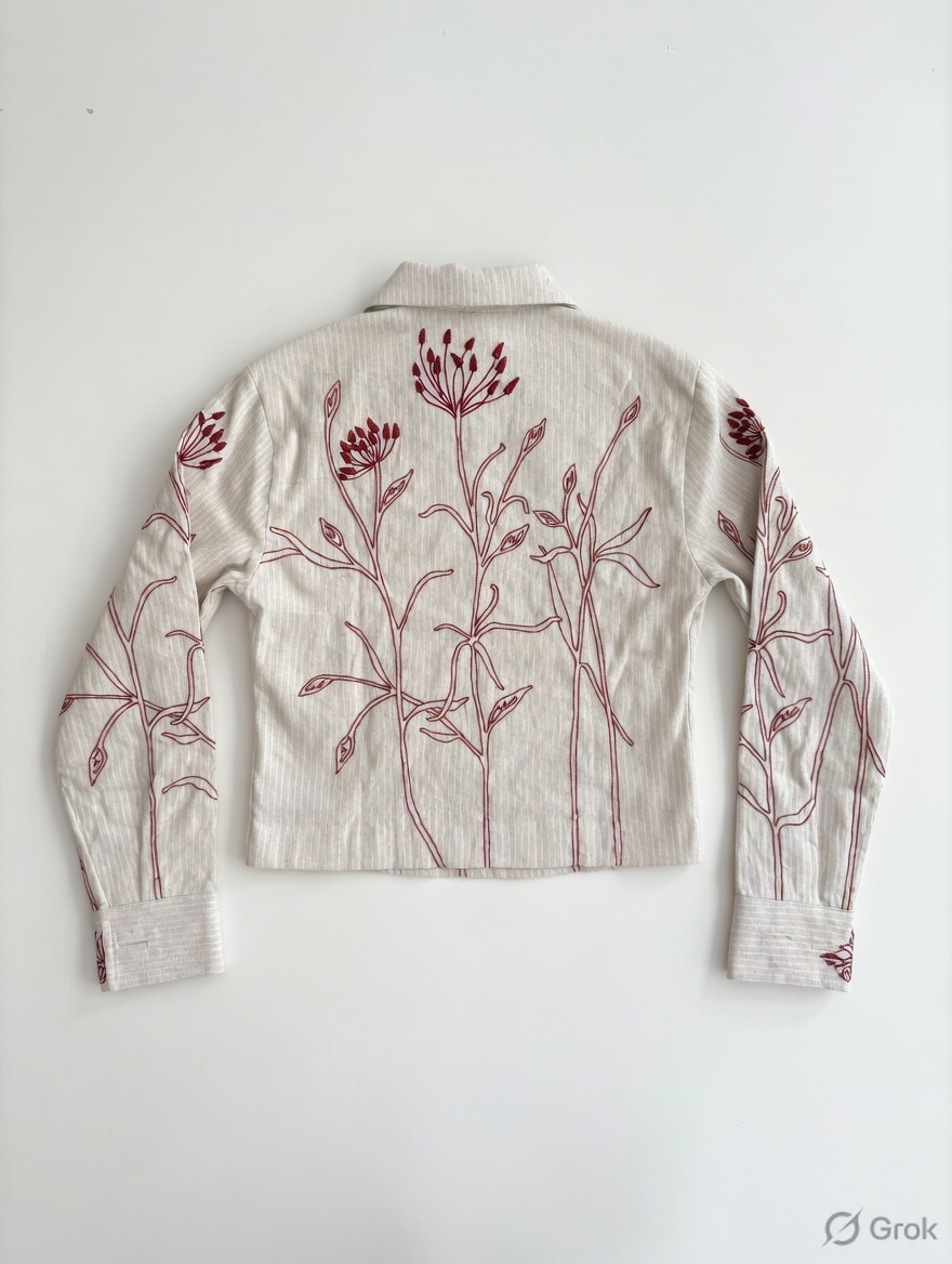 Red Embroidered Crop shirt - cloth image 2