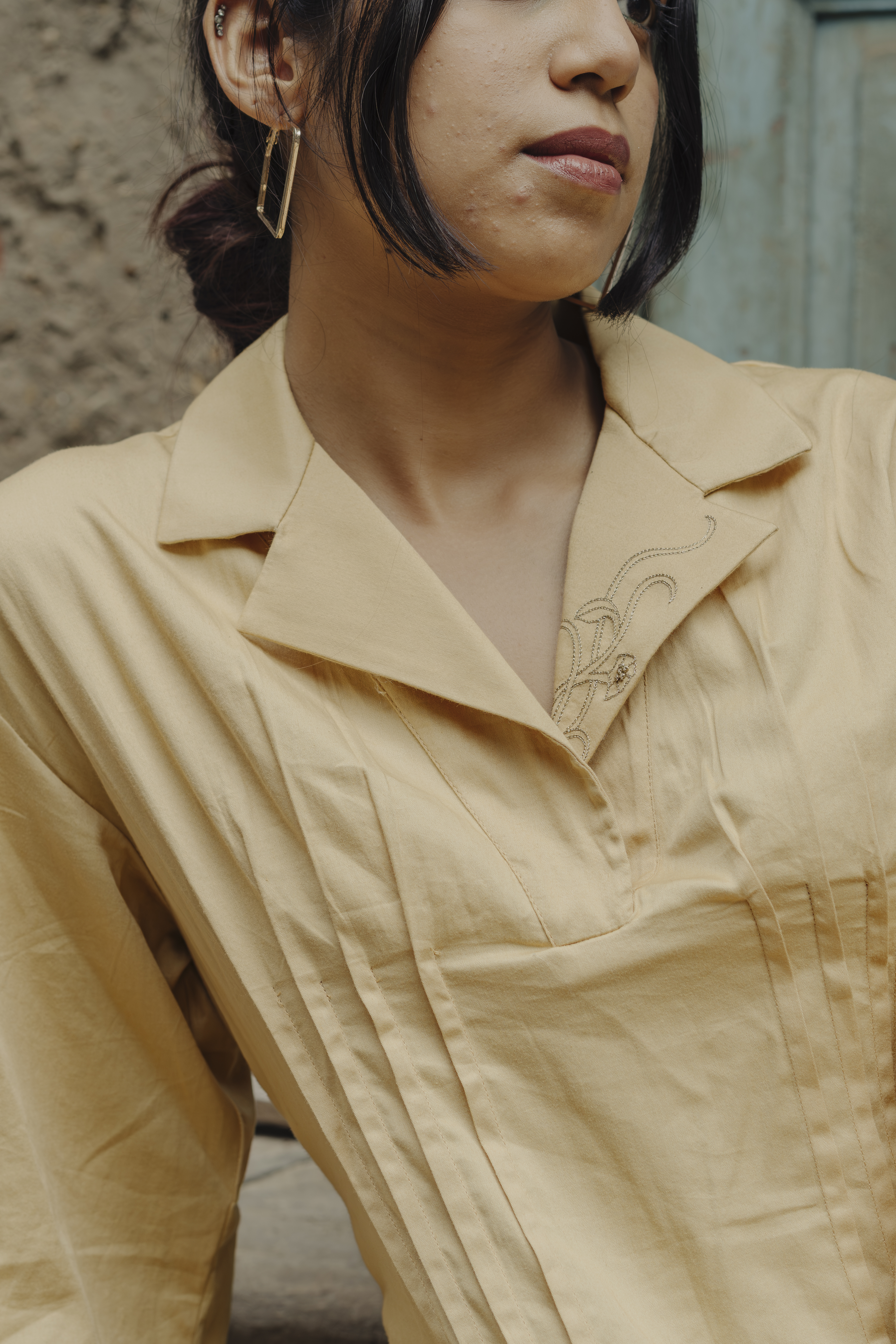 Yellow Pleated Dress 3