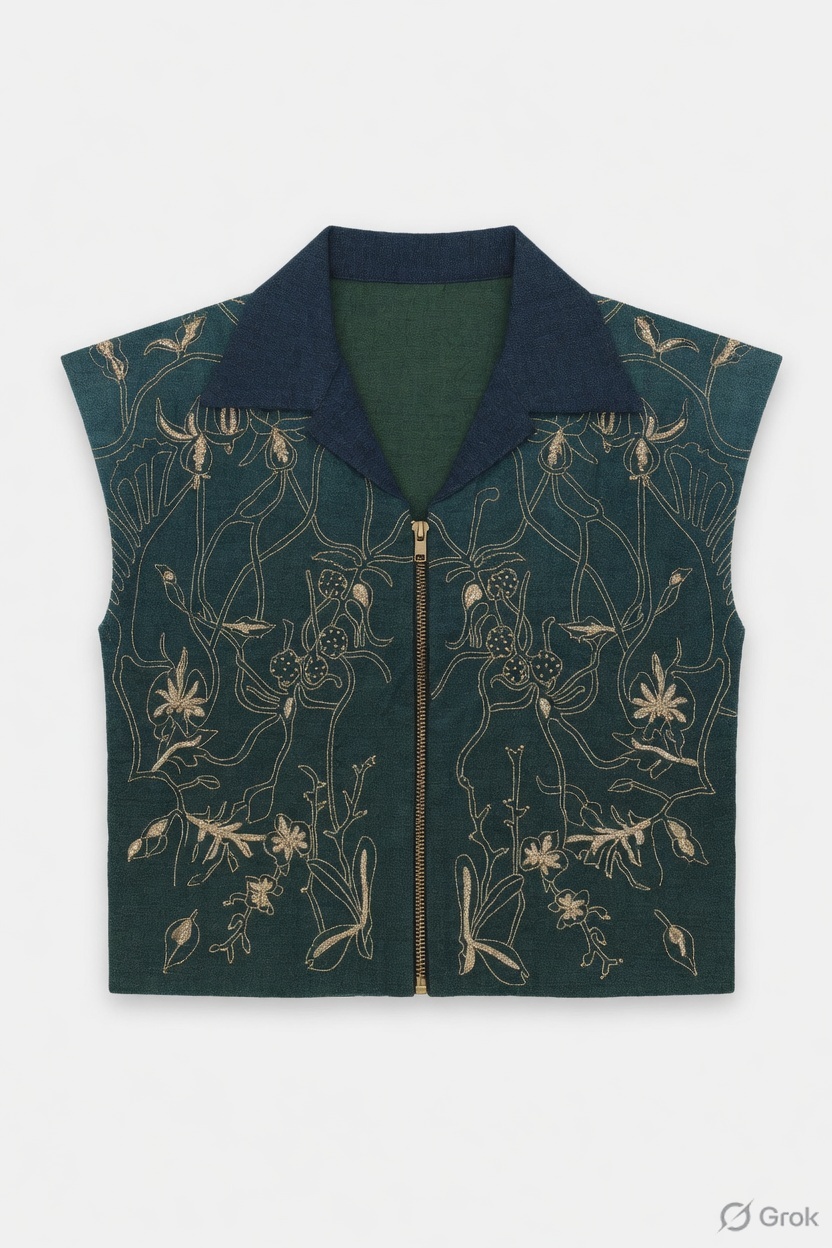 Ombre Embroidered Crop Shirt - cloth image 1