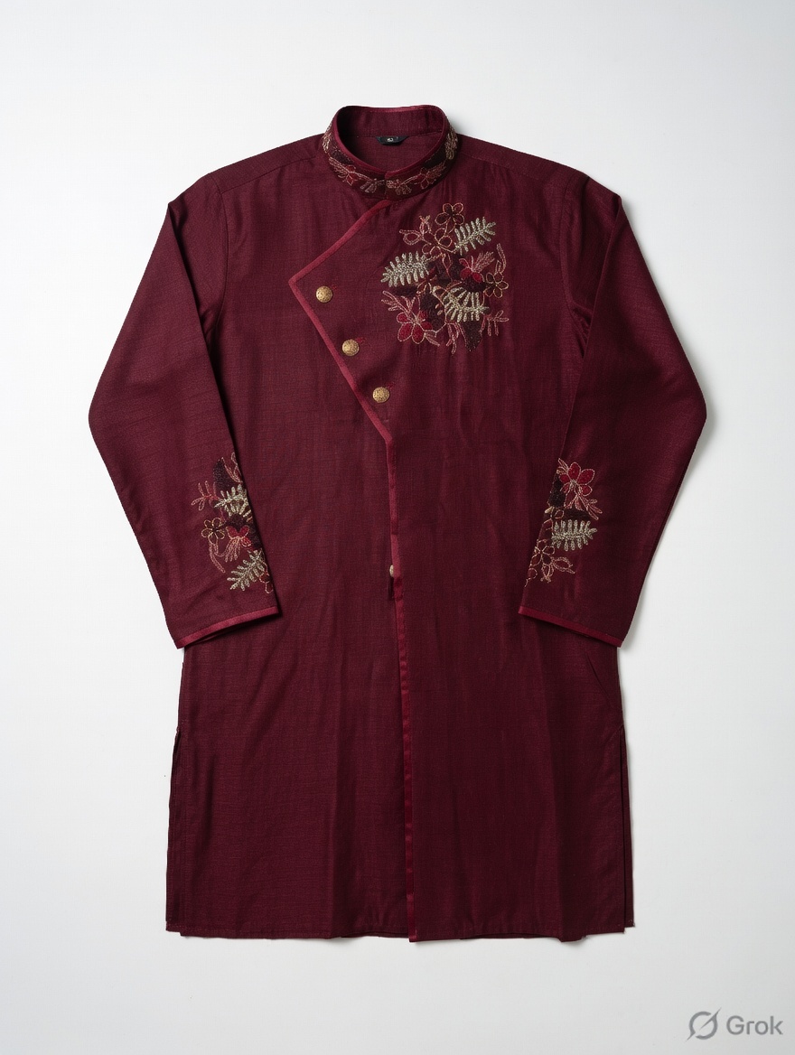 Maroon Embroidered Kurta - cloth image 1