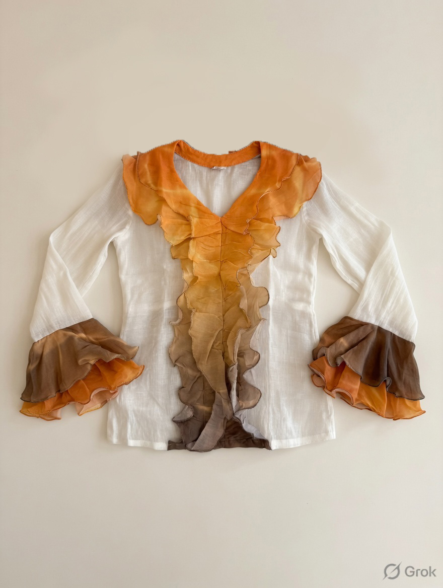 Orange Ruffled Top - cloth image 1